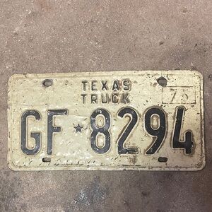 Vintage Texas Truck License Plate - Cream and Black